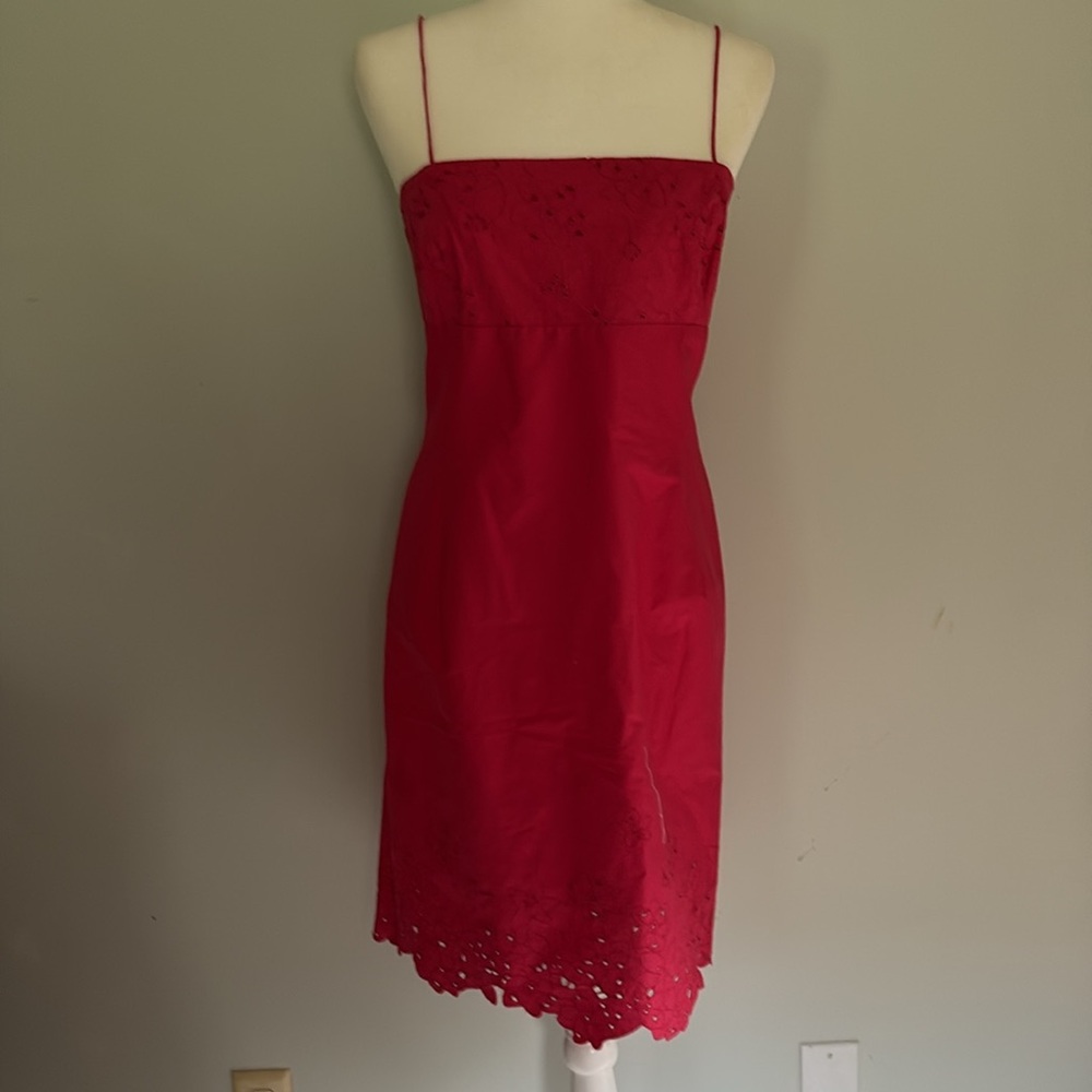 Women’s beautiful coral color summer dress.